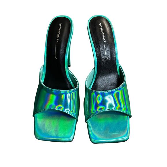 INTENTIONALLY BLANK x REVOLVE Metallic Jackson Mule in Teal Size 41 - Picture 1 of 12